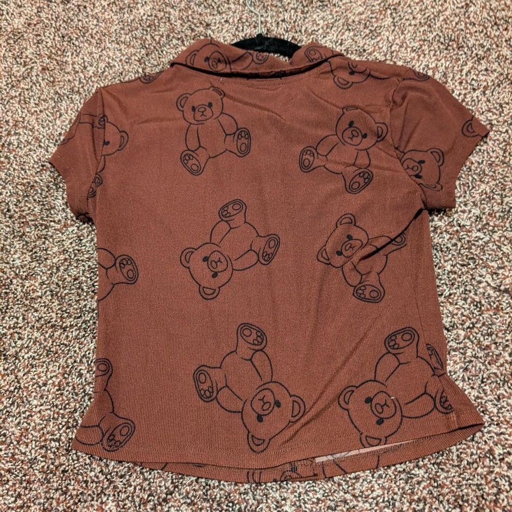 Brown Teddy Bear Print Kids Shirt